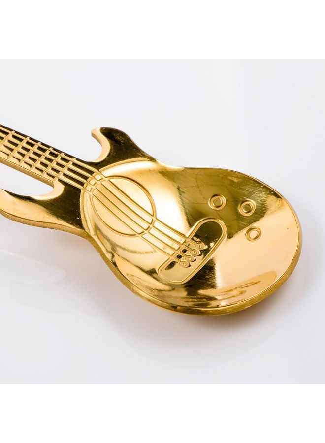 Stainless Steel Guitar Shaped Spoon Gold 3.2x0.5x12centimeter