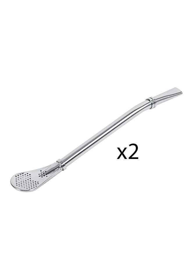 2-Piece Straw/Filter/Spoon Silver 0.07kg