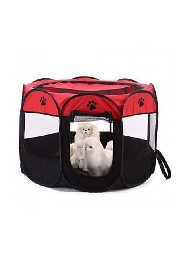 Octagonal Fenced Dog House Red Small