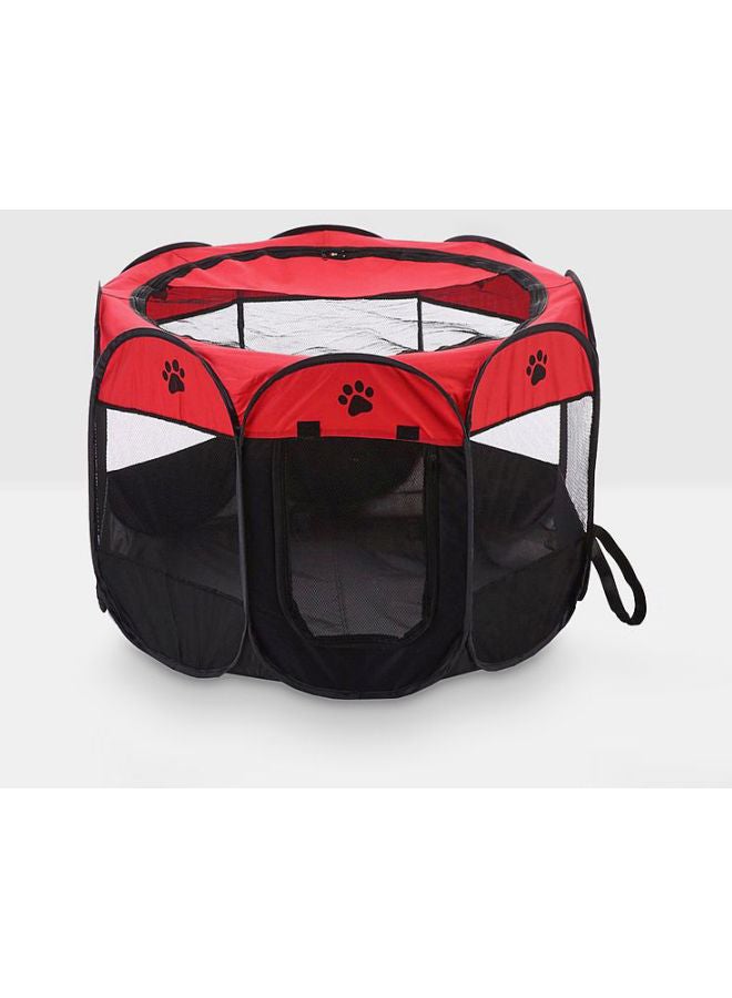 Octagonal Fenced Dog House Red Small