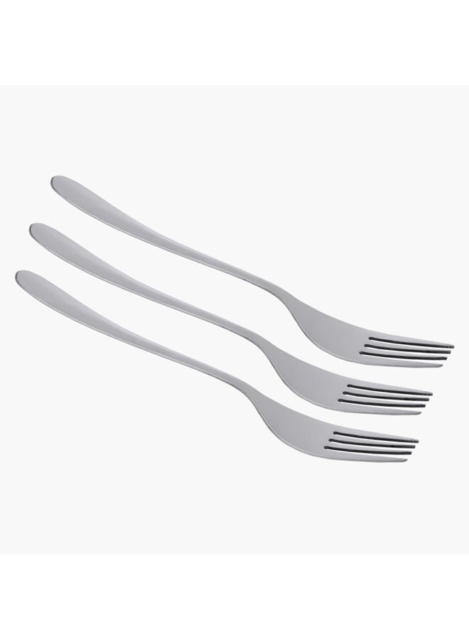 3-Piece Table Fork Set Silver 23cm