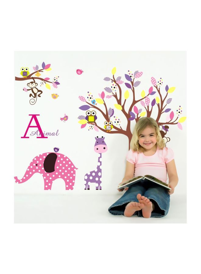 Qiangtie Animal Pattern Wall Sticker Brown/Purple/Pink 90x60cm