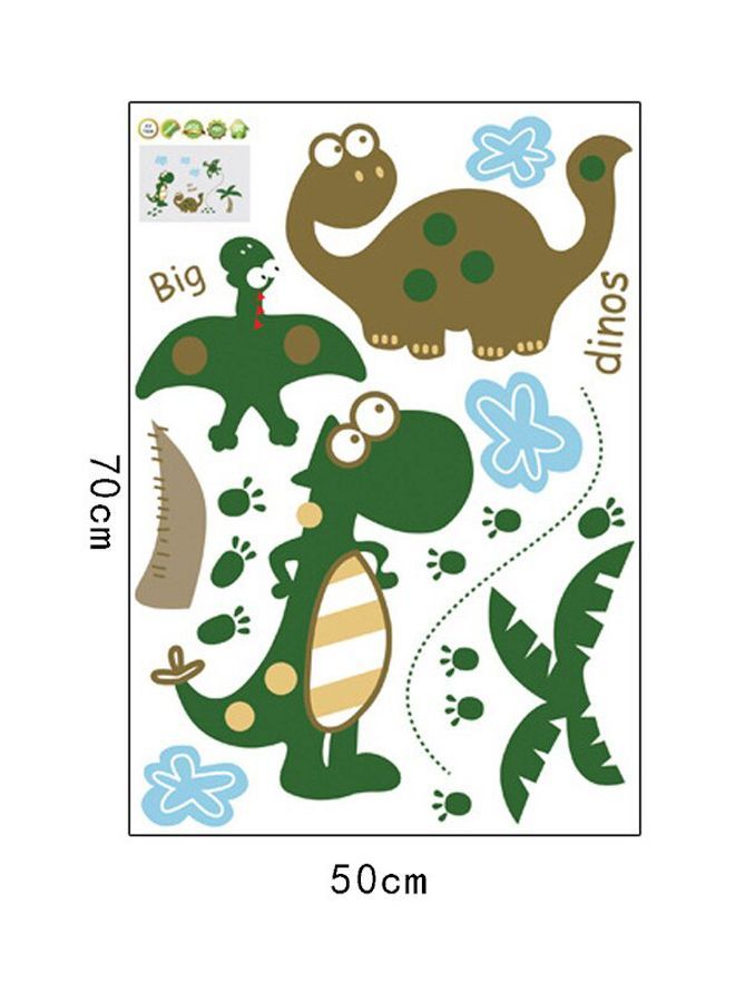 Qiangtie Cartoon Dino Printed Wall Sticker Green/Brown/Blue 70x50cm