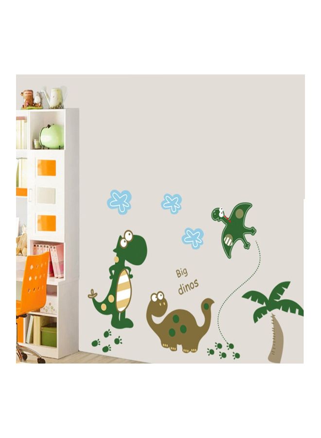 Qiangtie Cartoon Dino Printed Wall Sticker Green/Brown/Blue 70x50cm