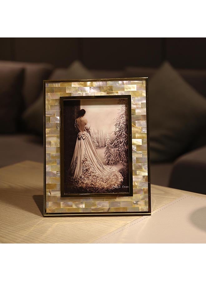 Photo Frame With Golden Shell Multicolour 6.4 X 0.4 8.3inch