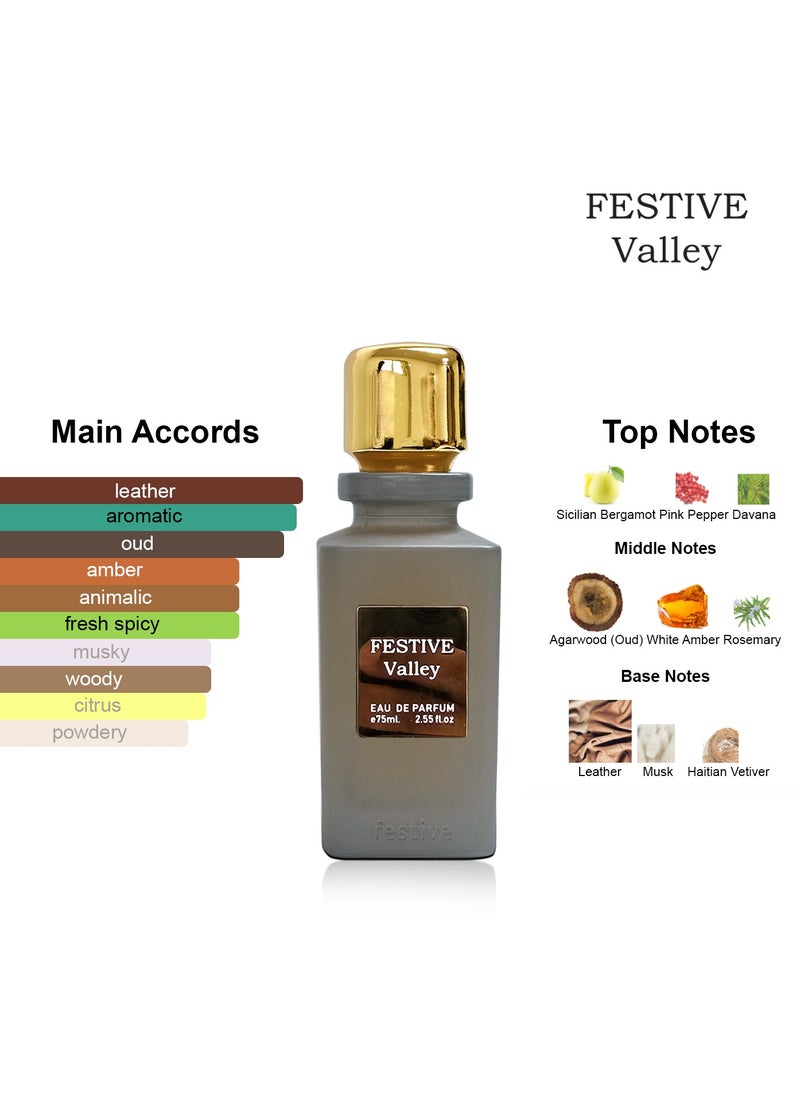 Valley by Festive, Eau De Parfum, Premim Quality Imperial Valley Fragrance UNISEX, for both Men and Women 75ml