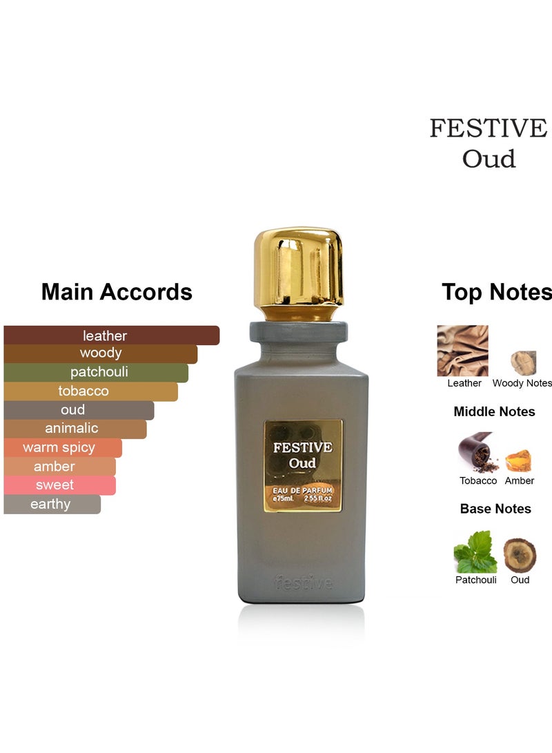 Oud by Festive, Eau De Parfum,Preniun Quality Oud Fragraance UNISEX,for both Men And Women 75ml