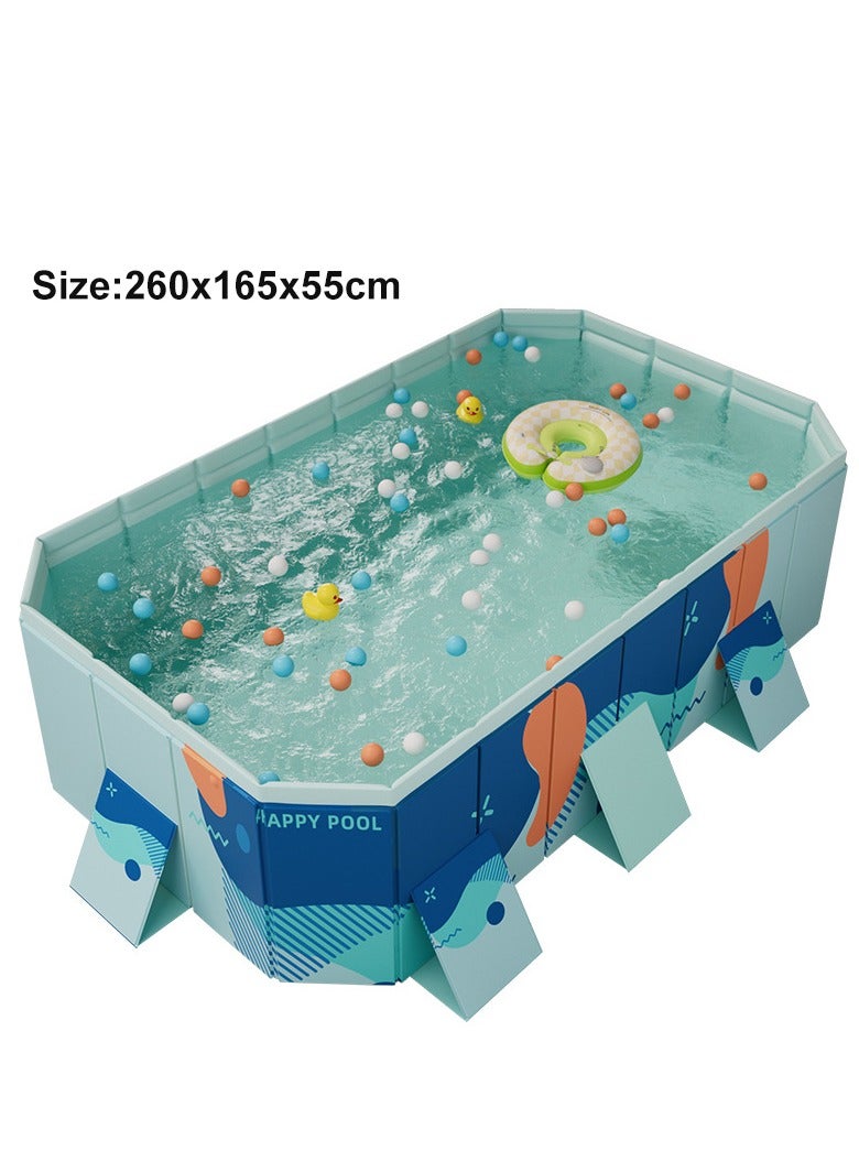 Outdoor Foldable Swimming Pool for kids and Adults Non-Inflatable Hard Plastic Anti-Slip PVC Family Pool Summer Water Party for Outdoor Garden Backyard 2.6m/102in