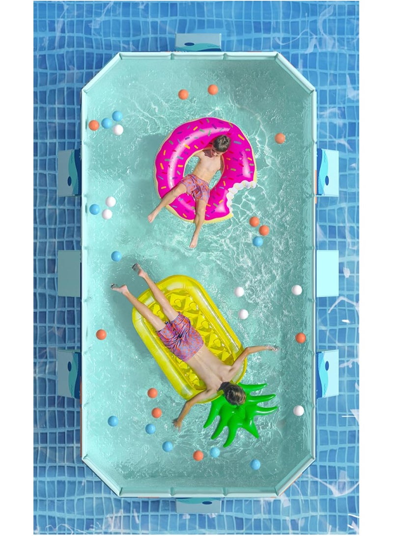 Outdoor Foldable Swimming Pool for kids and Adults Non-Inflatable Hard Plastic Anti-Slip PVC Family Pool Summer Water Party for Outdoor Garden Backyard 2.6m/102in