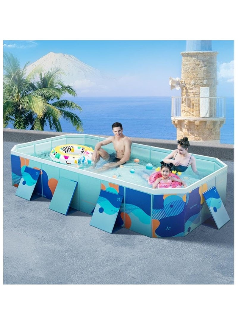 Outdoor Foldable Swimming Pool for kids and Adults Non-Inflatable Hard Plastic Anti-Slip PVC Family Pool Summer Water Party for Outdoor Garden Backyard 2.6m/102in