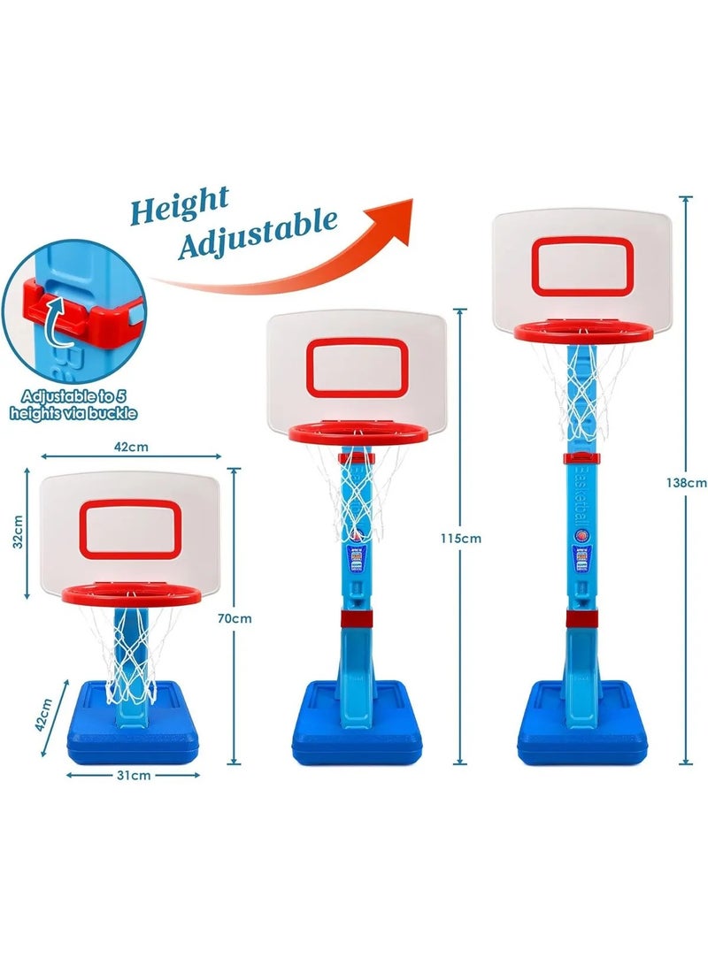 Basketball Hoop Open Air Indoor Stand, Adjustable 70-138 cm Mini Basketball Hoop