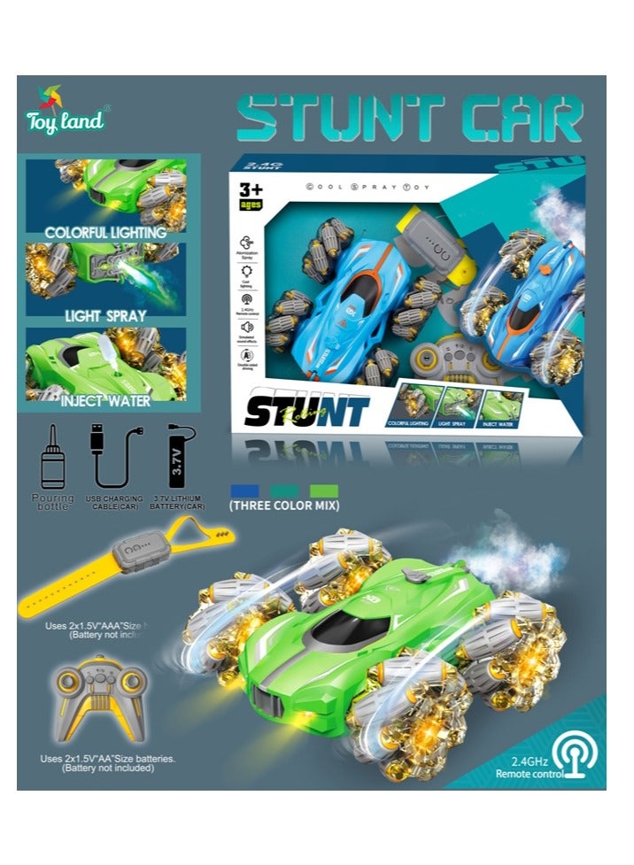 Rechargeable 1:14 Remote Control 4WD Electric Stunt Car 360 Rotate with Mist Spray Light Rc Drift Car Children Toys Stunt Car-Assorted Colour