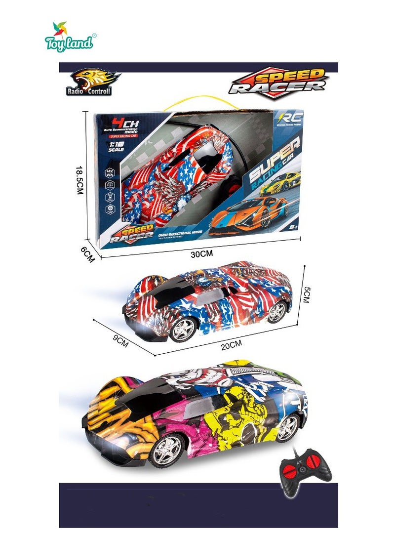 Rechargeable 1:18 Scale 4WD Graffiti Design Rc Toy Car for