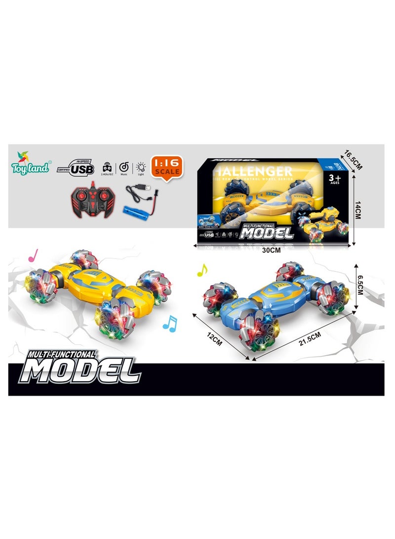 Rechargeable 1:16 Scale 2.Ghz Multifunctional Rc Car for Children with Colorful Light and Sound-Assorted Colour