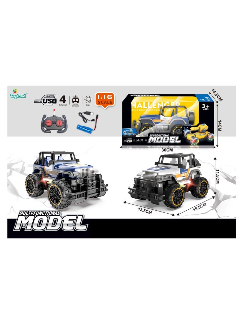 Multifunctional Rechargeable Remote Control 1:16 Scale 4WD Rc Toy Car for Children with Light-Assorted Color