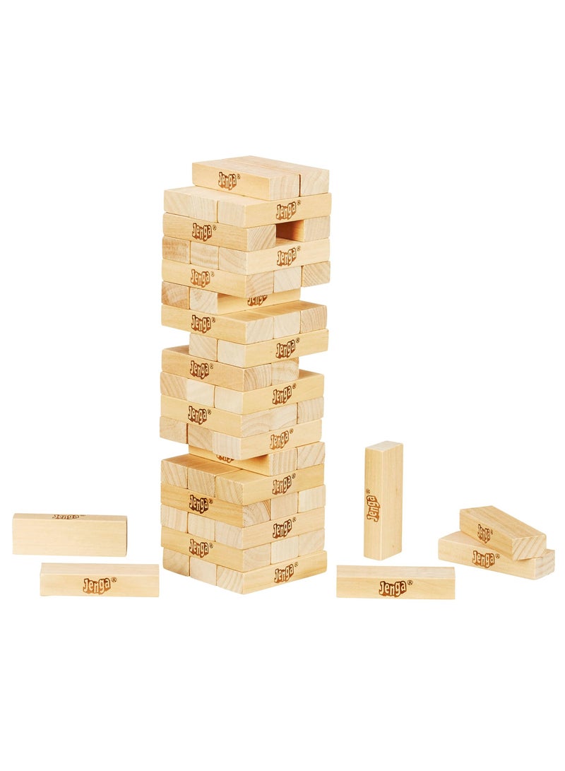 Classic Jenga Game, Genuine Hardwood Blocks, Jenga Stacking Tower Party Game For Family And Kids Ages 6+, Birthday Gift & Gift For All Ocasions