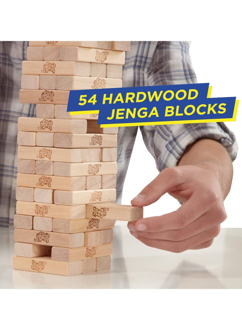 Classic Jenga Game, Genuine Hardwood Blocks, Jenga Stacking Tower Party Game For Family And Kids Ages 6+, Birthday Gift & Gift For All Ocasions