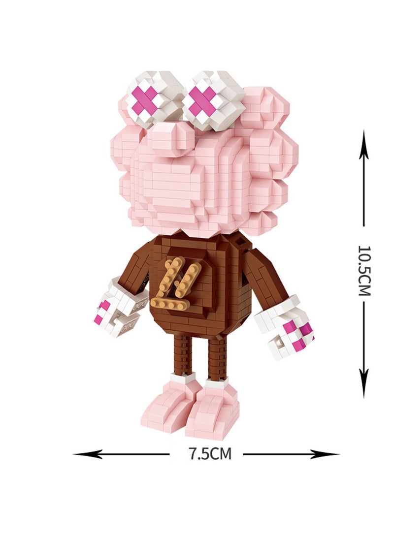 730pcs Pink And Brown Doll Model Set Building Blocks Leisure Decompression Assembly Toys Children Adult Home Decorations