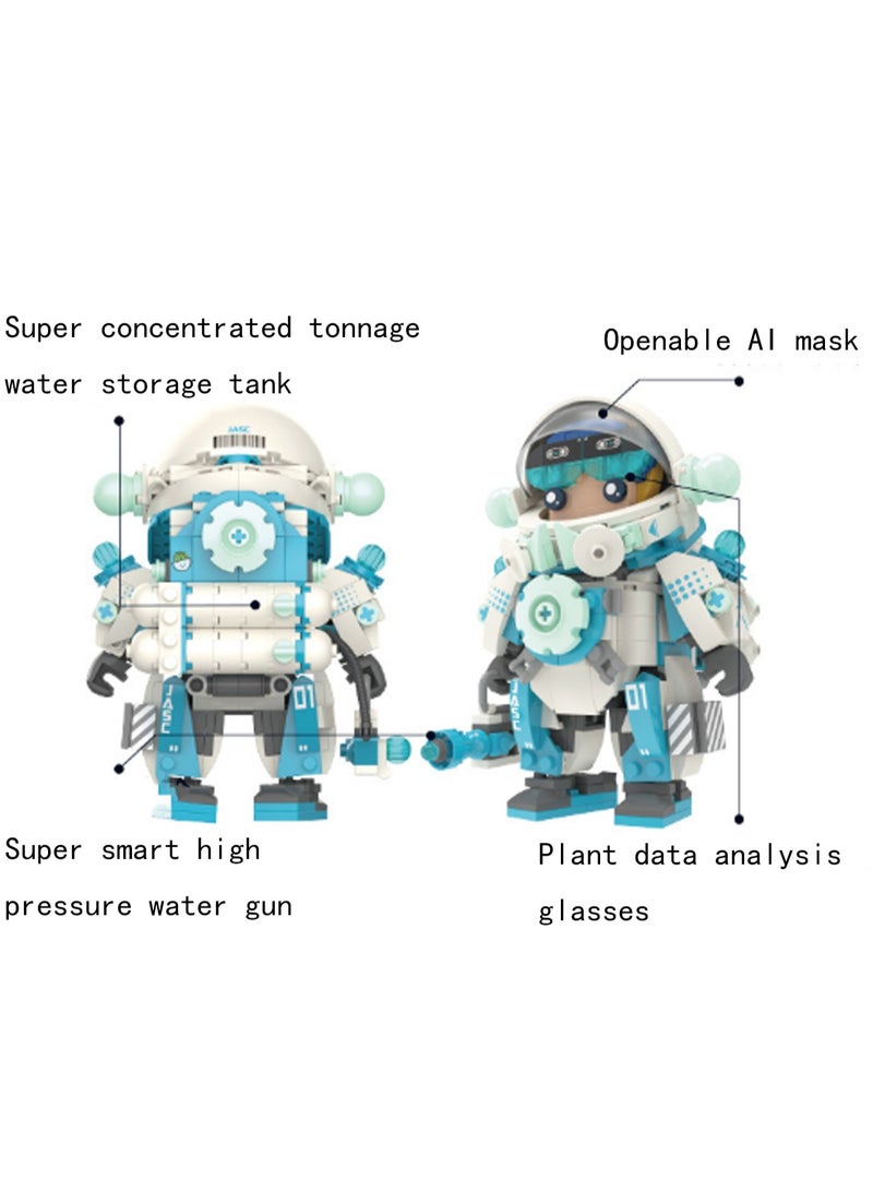 Blue Astronaut Spaceman Model Set Building Blocks Leisure Decompression Assembly Toys Children Adult Home Decorations