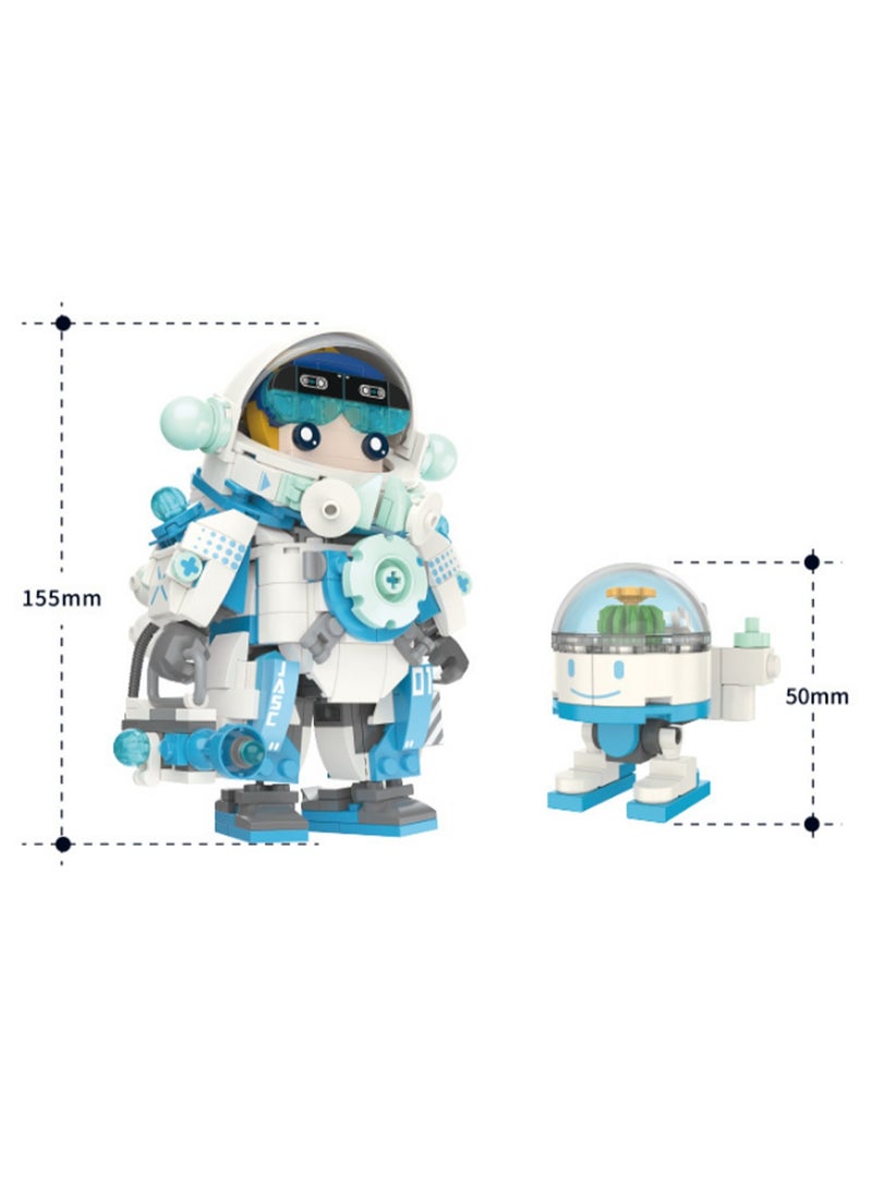 Blue Astronaut Spaceman Model Set Building Blocks Leisure Decompression Assembly Toys Children Adult Home Decorations