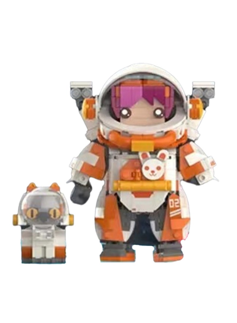 Orange Astronaut Spaceman Model Set Building Blocks Leisure Decompression Assembly Toys Children Adult Home Decorations