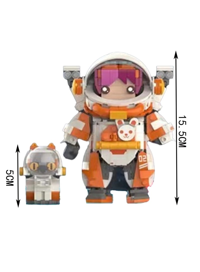 Orange Astronaut Spaceman Model Set Building Blocks Leisure Decompression Assembly Toys Children Adult Home Decorations