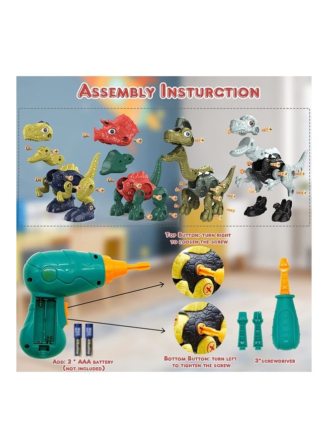 4-Pieces Electric Drill Construction Dinosaur Toys Set 30x16cm