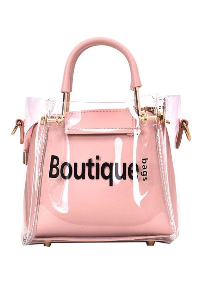 Letter Pattern Satchel Bag Pink/Clear