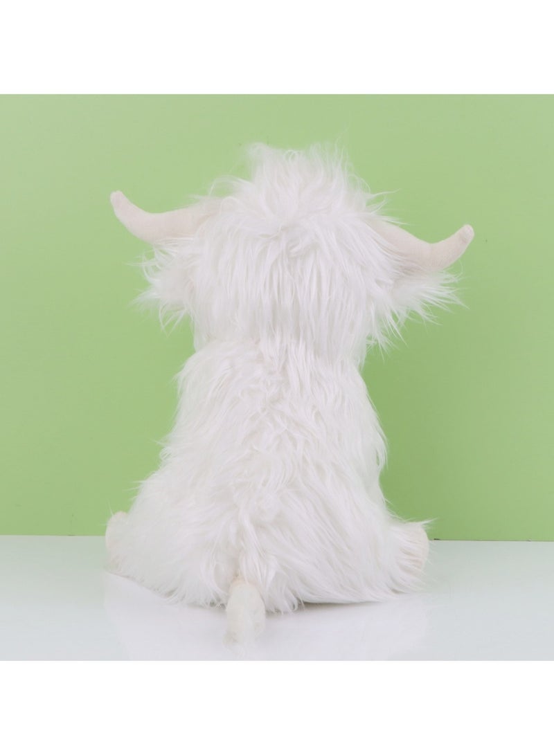 25 CM Cute Yak Plush Doll Soft Stuffed Toys For Boys And Girls Gift (White)