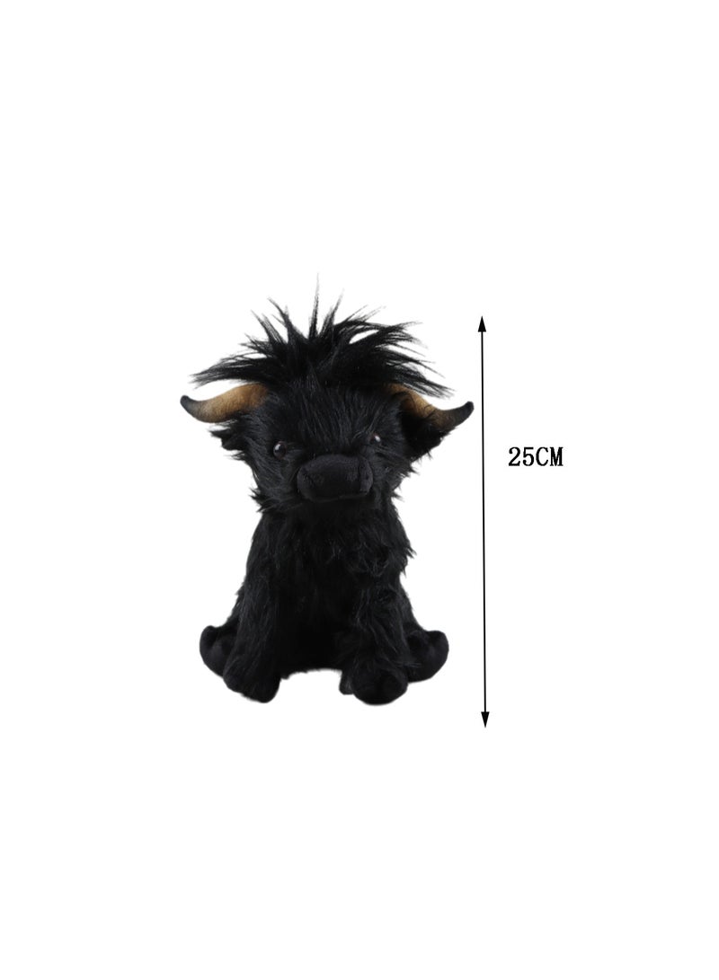 25 CM Cute Yak Plush Doll Soft Stuffed Toys For Boys And Girls Gift (Black)