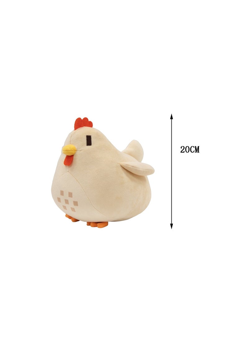 20 CM Cute Chicken Plush Doll Same Style As The Game Soft Stuffed Toys For Boys And Girls Gift (White)