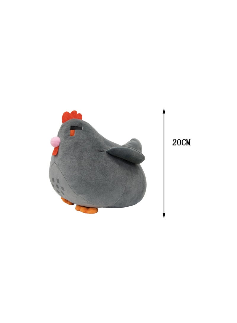 20 CM Cute Chicken Plush Doll Same Style As The Game Soft Stuffed Toys For Boys And Girls Gift (Grey)