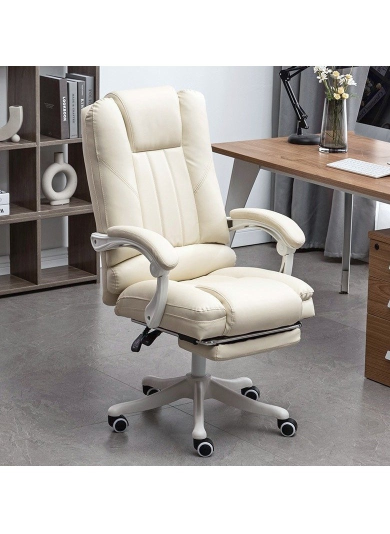 Office Chair, Adjustable High Back Recliner Chair with Padded Armrests and Retractable Footrest Computer High Back Adjustable Ergonomic Desk Chair Executive PU Leather Swivel Task Chair