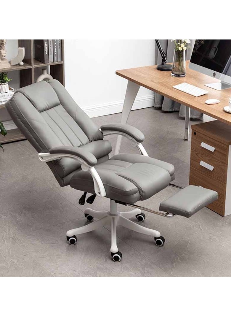 Office Chair, Adjustable High Back Recliner Chair with Padded Armrests and Retractable Footrest Computer High Back Adjustable Ergonomic Desk Chair Executive PU Leather Swivel Task Chair