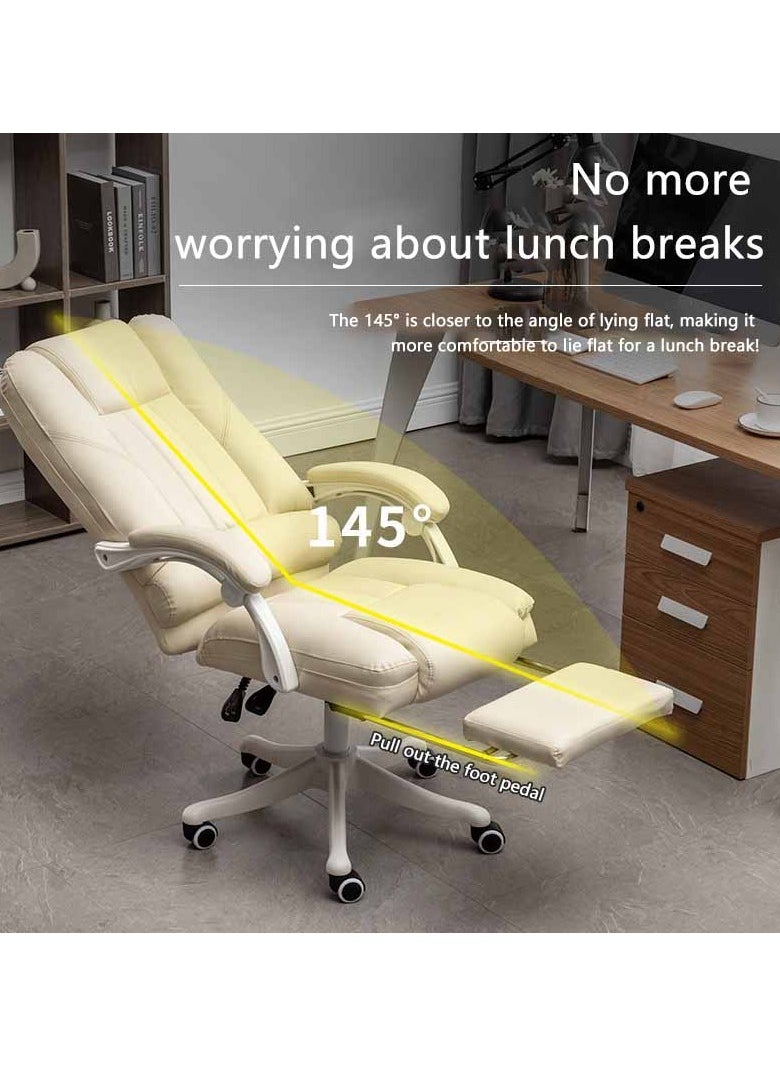 Office Chair, Adjustable High Back Recliner Chair with Padded Armrests and Retractable Footrest Computer High Back Adjustable Ergonomic Desk Chair Executive PU Leather Swivel Task Chair