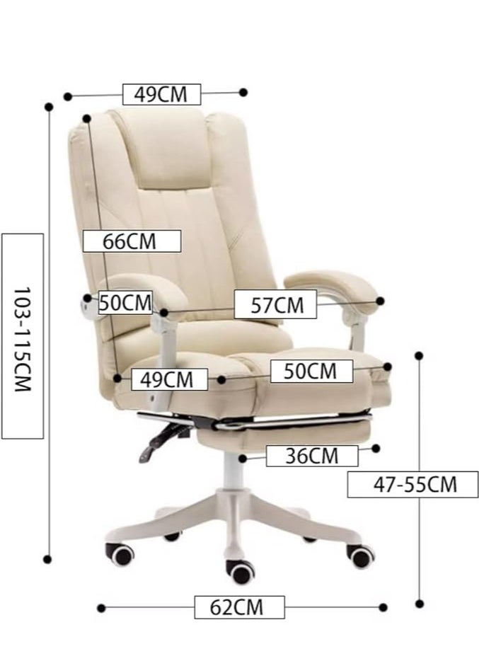 Office Chair, Adjustable High Back Recliner Chair with Padded Armrests and Retractable Footrest Computer High Back Adjustable Ergonomic Desk Chair Executive PU Leather Swivel Task Chair