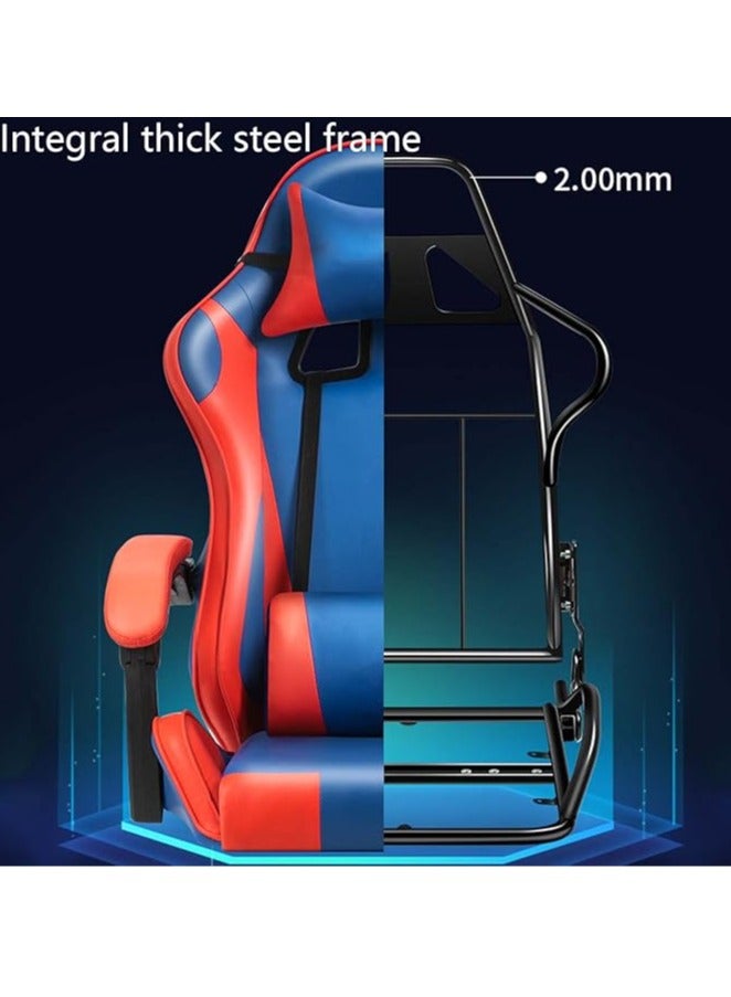 Gaming chair with RGB LED lights and speakers, massage computer chair ergonomic PU leather tilt and swivel desk chair with lumbar support armrest