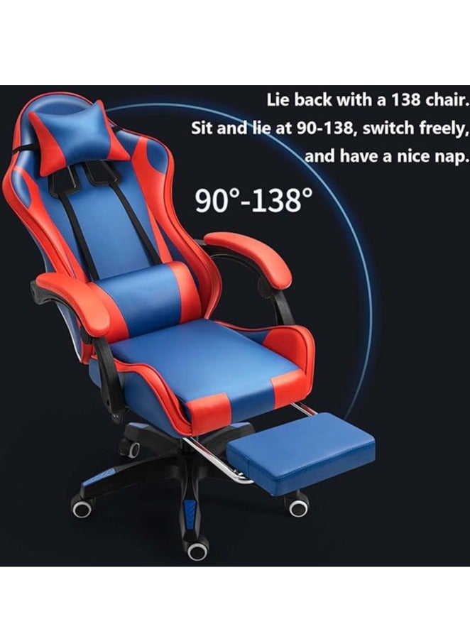 Gaming chair with RGB LED lights and speakers, massage computer chair ergonomic PU leather tilt and swivel desk chair with lumbar support armrest