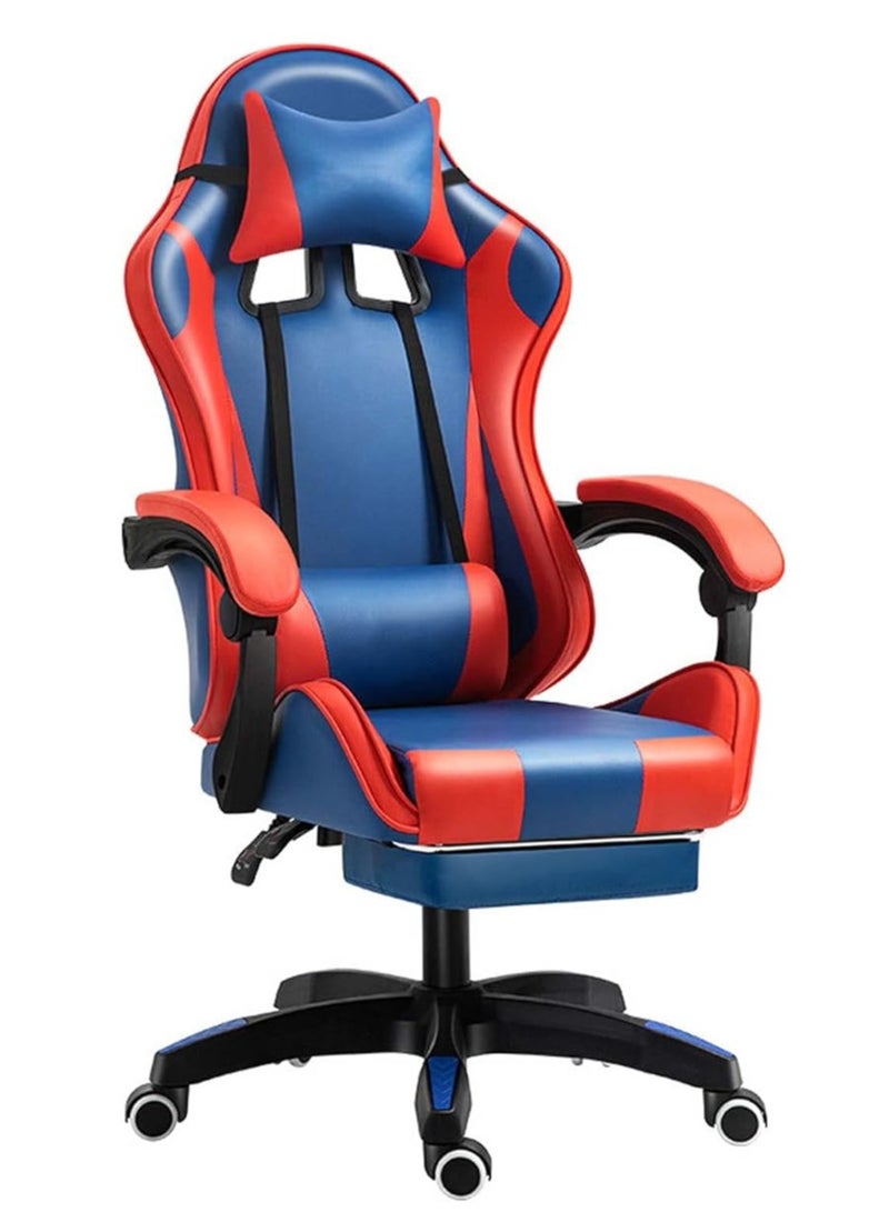 Gaming chair with RGB LED lights and speakers, massage computer chair ergonomic PU leather tilt and swivel desk chair with lumbar support armrest