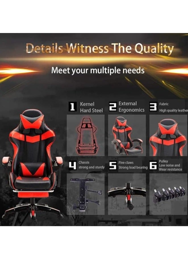 Gaming Chair with Pocket Spring Cushion, Ergonomic Computer Chair High Back, Reclining Game Chair Pu Leather