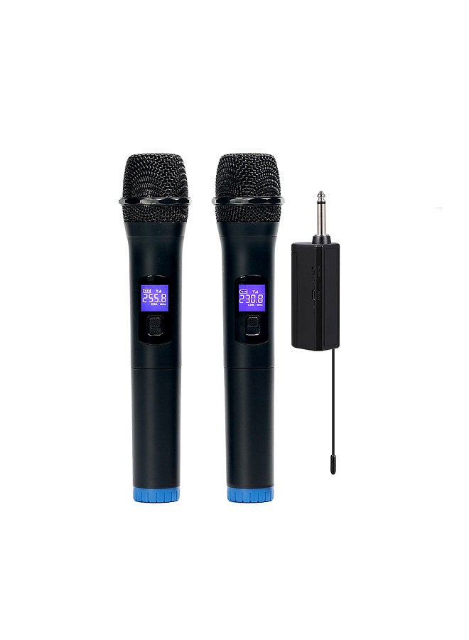 Multifunctional Dual Channel Wireless Microphone Cordless Handheld Mic LCD Display Professional Microphone Set