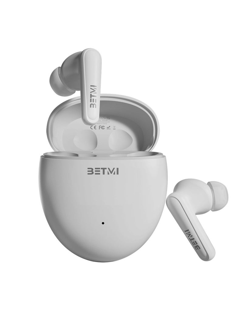 BETMI - True Wireless Earbuds - In-Ear Bluetooth5.4 Headphones, IPX5 Waterproof TWS With Dual Mic For Sport, Light-Weight Earphones For Android iOS/iPhone - White