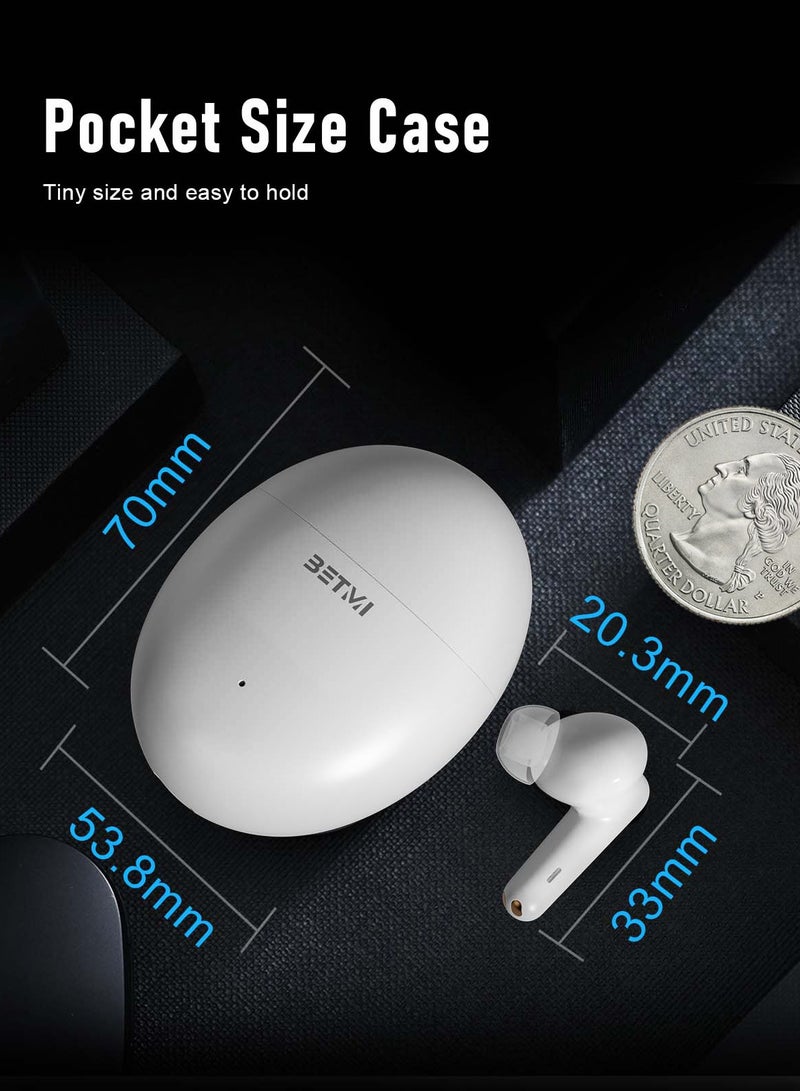 BETMI - True Wireless Earbuds - In-Ear Bluetooth5.4 Headphones, IPX5 Waterproof TWS With Dual Mic For Sport, Light-Weight Earphones For Android iOS/iPhone - White-Blue