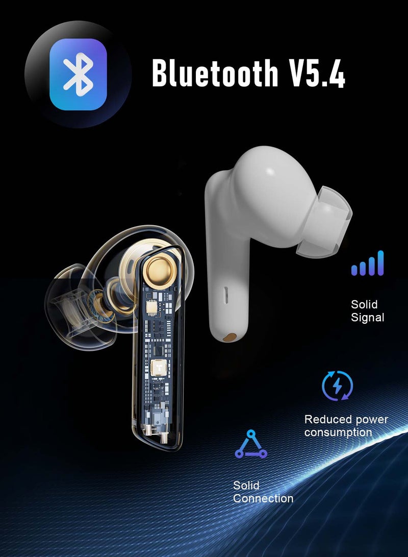 BETMI - True Wireless Earbuds - In-Ear Bluetooth5.4 Headphones, IPX5 Waterproof TWS With Dual Mic For Sport, Light-Weight Earphones For Android iOS/iPhone - White-Blue