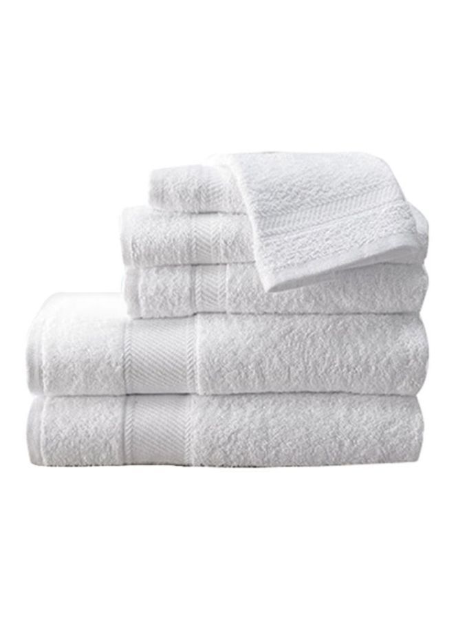 6-Piece Diagonal Dobby Weave Bath Towel Set White 2 x (30 56), Hand (16 27) And Wash Cloth (13 13)inch