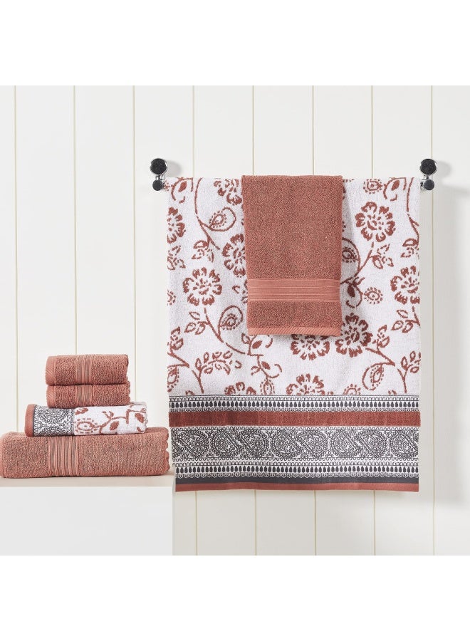 6 Piece Set 2 Bath Towels 2 Hand Towels 2 Washcloths Yarn Dyed Jacquard/Solid Towel Set Ophelia Clay