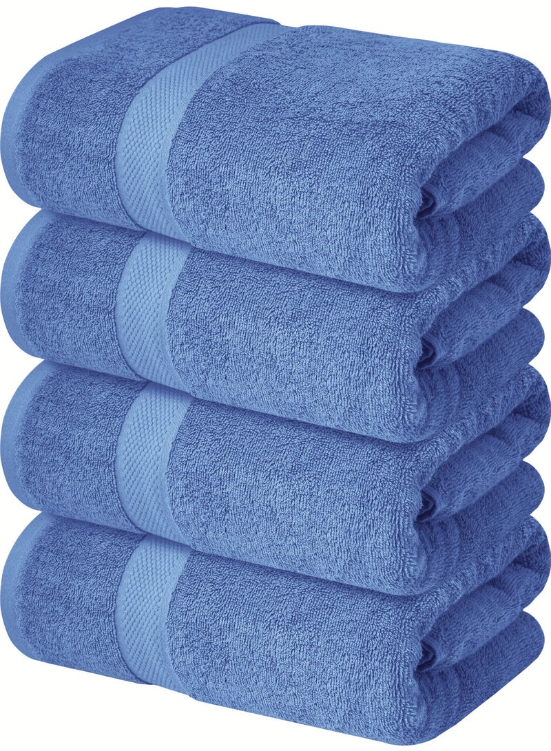 Premium Bath Towels Set Pack of 4-100% Ring Spun Cotton Towels - Blue Bath Towels 68cm x 137cm - Soft Feel, Quick Dry, Highly Absorbent Durable Towels, Perfect for Daily Use by Infinitee Xclusives