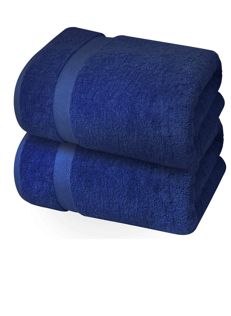 Premium Blue Bath Sheets – Pack of 2, 90cm x 180cm Large Bath Sheet Towel - 100% Cotton Ultra Soft and Absorbent Oversized Towels for Bathroom, Hotel & Spa Quality Towel by Infinitee Xclusives