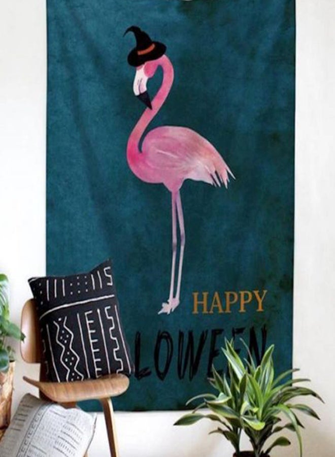 Pink Flamingo Watercolor Beach Towel Blue/Pink/Black