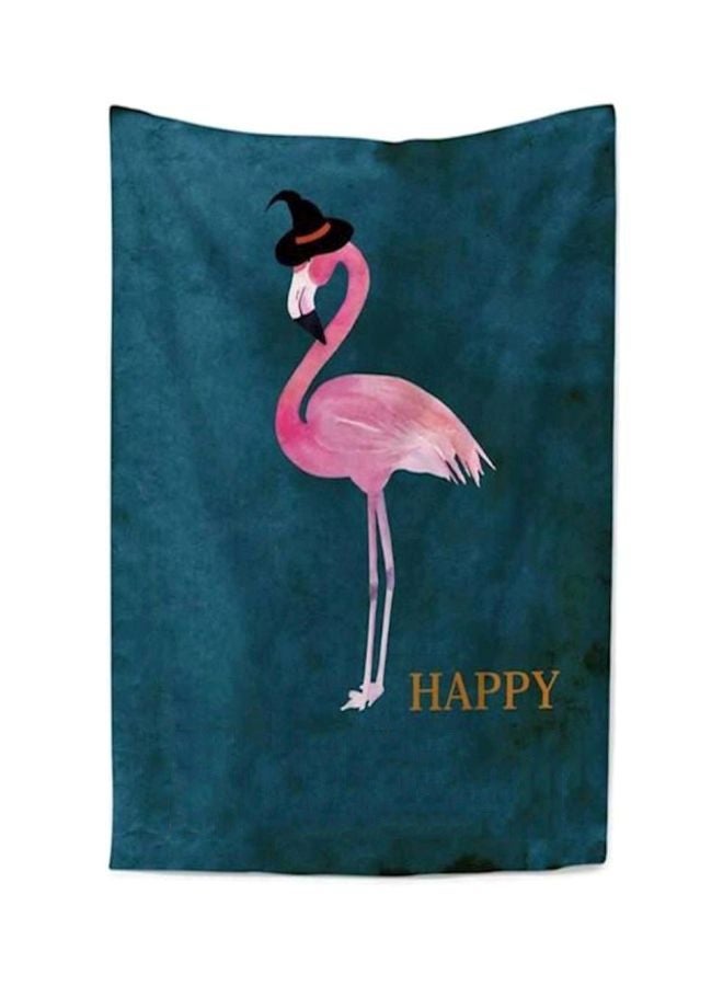 Pink Flamingo Watercolor Beach Towel Blue/Pink/Black